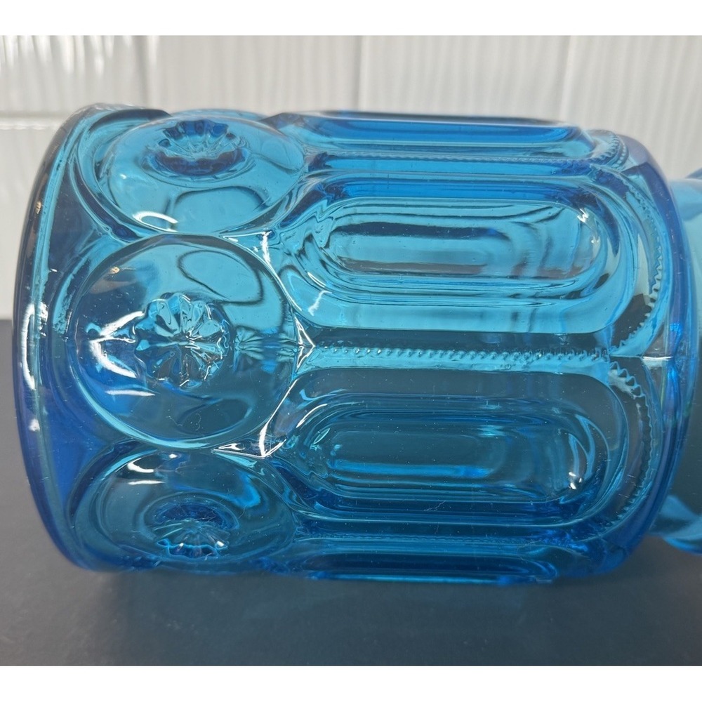 Moon and Stars L.E. Smith Blue Teal Glass 7-1/2" Canister NO LID - Picture 7 of 10